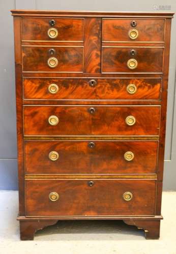 A 19th century mahogany chest of drawers, two deep drawers above four graduated drawers with gilt