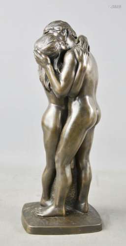 A Roland Chadwick 1896, bronzed style figurine of Adam & Eve, 33cm high.