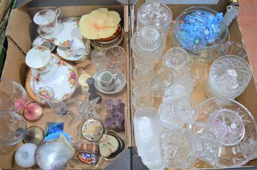 A quantity of mixed ceramics and glassware to include Royal Albert Old country roses , crystal glass