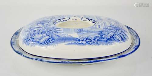 A blue and white Burleigh ware tureen of shallow form, depicting an Indian palace and gardens, 29 by