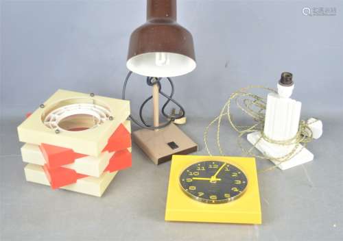 A group of Mid-century lamps and lampshade