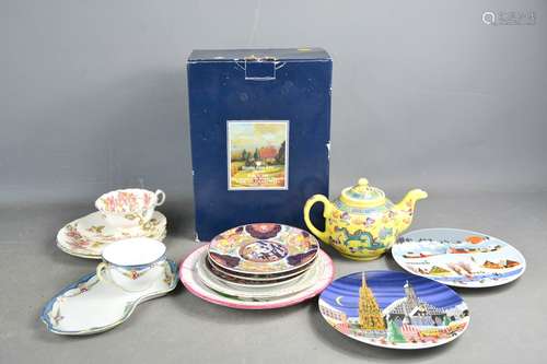 A group of ceramics to include Barbara Furstenhofer, 20cm diameter, Chinese teapot, porcelain tea