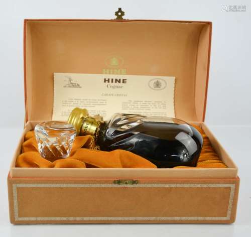 Hine Cognac in a handblown glass decanter, together with certificate, bottle tag and presentation