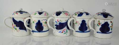 A group of five 19th century Russian chocolate pots with covers, marked to the bases with maker;