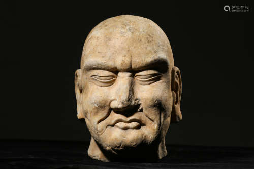 CHINESE WHITE STONE ARHAT STATUE, TANG DYNASTY