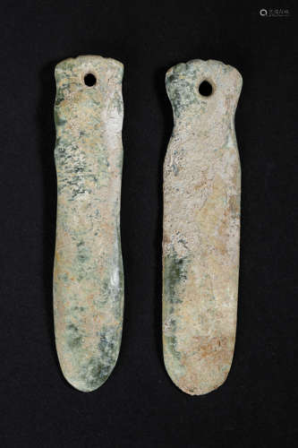 SET(2) OF JADE INSECT-SHAPED WARES FROM HONGSHAN CULTURE, CHINA