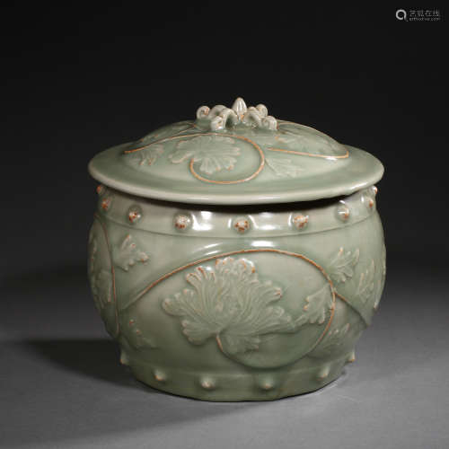 CHINESE LONGQUAN WARE LID JAR, SOUTHERN SONG D.
