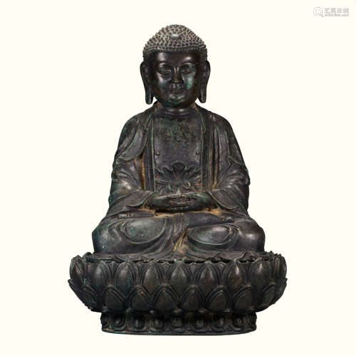 CHINESE SEATED BRONZE BUDDHA, MING DYNASTY