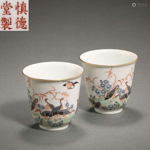 A PAIR OF CHINESE BLUE AND WHITE CUPS, QING DYNASTY