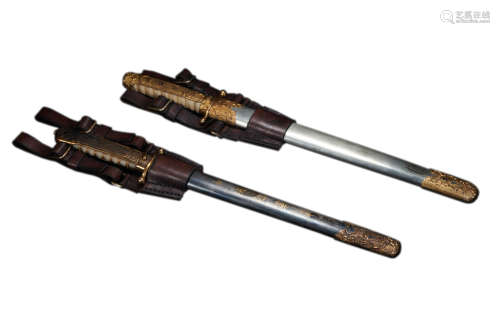 TWO CHINESE QING DYNASTY SABRES