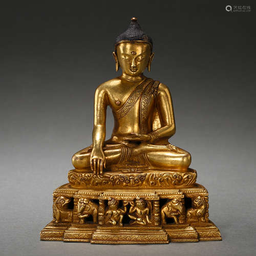 SEATED GILT BRONZE BUDDHA, QING DYNASTY, CHINA