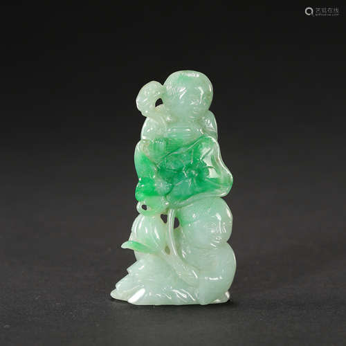 CHINESE EMERALD FIGURE, QING DYNASTY