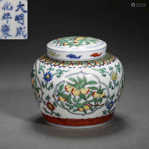 CHINESE CHENGHUA DOUCAI GLAZE JAR, MING DYNASTY