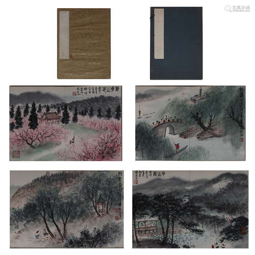 TWO CHINESE CALLIGRAPHY AND PAINTING ALBUM 'LANDSCAPE'