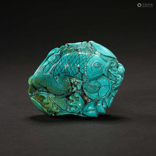 TURQUOISE FISH PENDANT, LIAO AND JIN PERIODS, CHINA