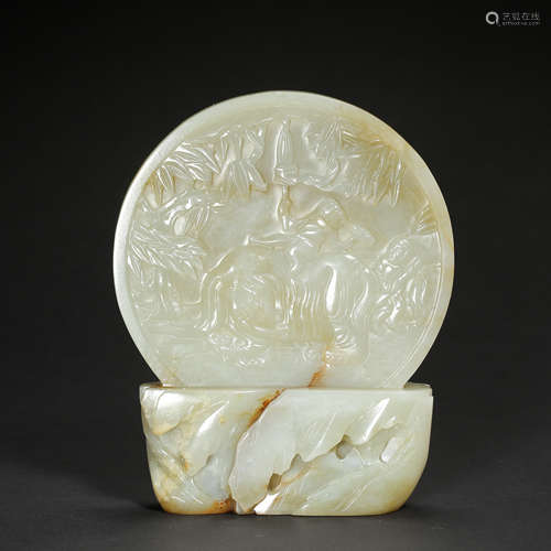 CHINESE HETIAN JADE SCREEN, QING D.