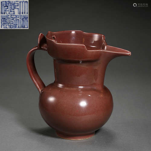 CHINESE RED GLAZE POT, QING DYNASTY