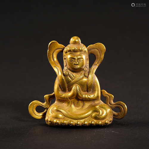 CHINESE PURE GOLD GUANYIN STATUE, TANG DYNASTY