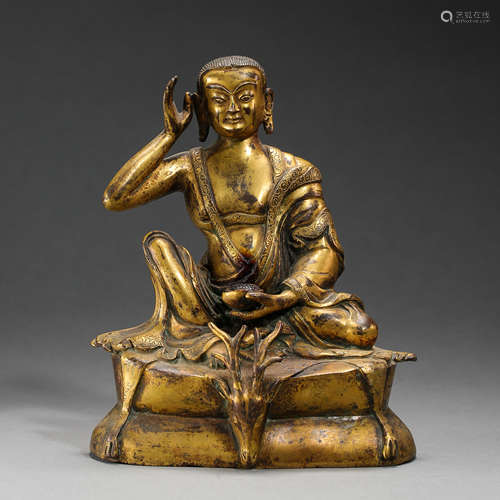 SEATED GILT BRONZE BUDDHA, QING DYNASTY, CHINA