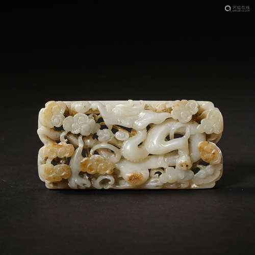 CHINESE HETIAN JADE BELT BUCKLE, LIAO AND JIN DYNASTIES