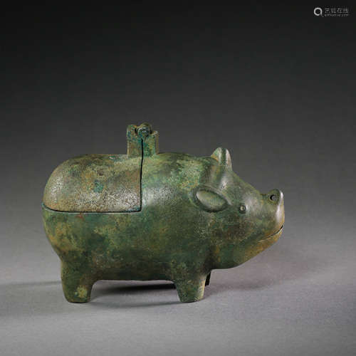 CHINESE BRONZE PIG, HAN DYNASTY