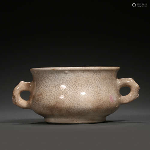 BINAURAL FURNACE WITH IMITATION GE GLAZE, LATE MING DYNASTY, CHINA