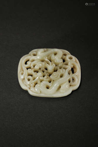 HETIAN JADE DOUBLE DRAGONS BRAND, YUAN DYNASTY, CHINA