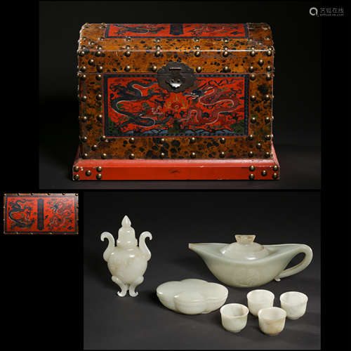 GROUP (7) OF CHINESE HETIAN JADE TEA SETS, QING DYNASTY