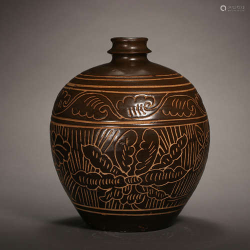 CHINESE CIZHOU WARE DULU VASE, JIN DYNASTY