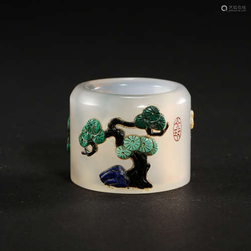 AGATE THUMB RING, QING DYNASTY, CHINA