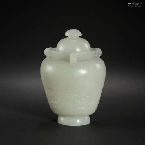 SMALL HETIAN JADE JAR, QING DYNASTY, CHINA