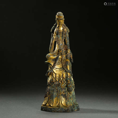 CHINESE GILT BRONZE BUDDHA STATUE