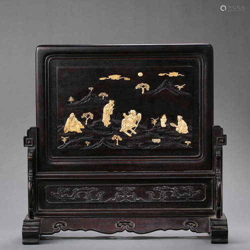 CHINESE QING DYNASTY WOODCARVING SCREEN