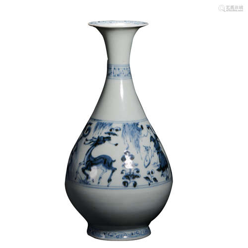 CHINESE BLUE AND WHITE SPRING VASE, YUAN D.