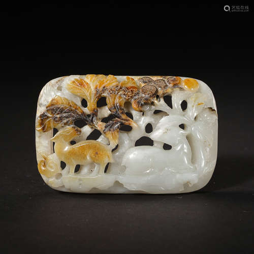 CHINESE HETIAN JADE BELT BUCKLE, LIAO AND JIN D.