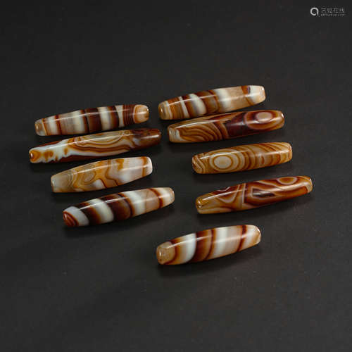 GROUP (9) OF CHINESE SARDONYX, TANG DYNASTY