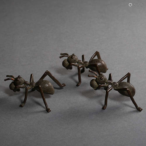 GROUP (3) OF COPPER ANTS, QING DYNASTY, CHINA