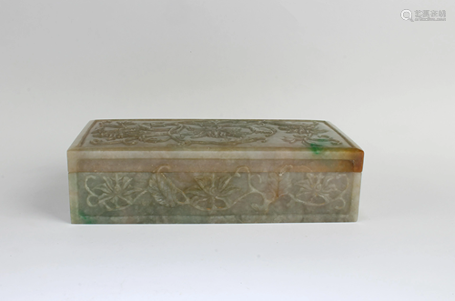 Antique Carved Sancai Jadeite Jade Treasure Box