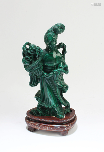 A Carved Malachite Carved Lady Figurine