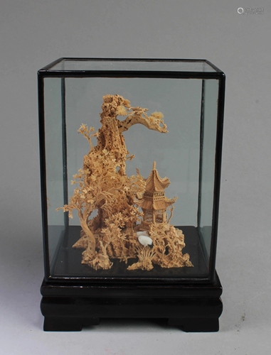 A Framed Cork Carving Ornament