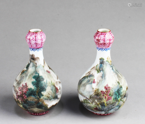 A Group of TwoChinese 'Garlic-Head' Porcelain Vase