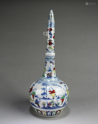 Chinese Polychrome Vase with Lid