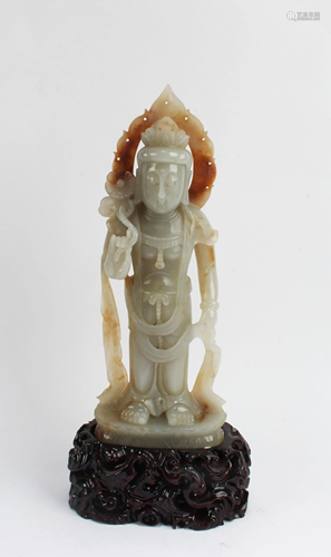 Chinese Carved Jade Bodhisattva Statue