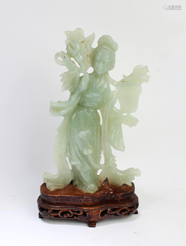 A Carved Jade Maiden Figurine