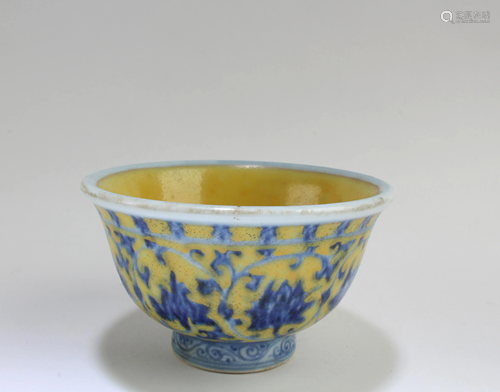 Chinese Famille Jaune Porcelain Cup