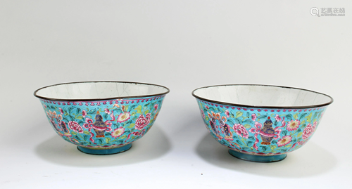 Pair of Chinese Cloisonne Bowls