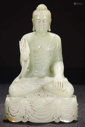 HETIAN JADE CARVED BUDDHA