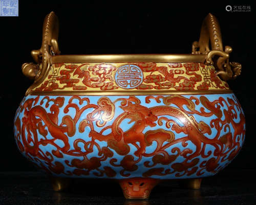 QIANLONGNIANZHI MARK ENAMELED GLAZE CENSER