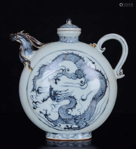 BLUE&WHITE GLAZE POT PAINTED WITH DRAGON PATTERN