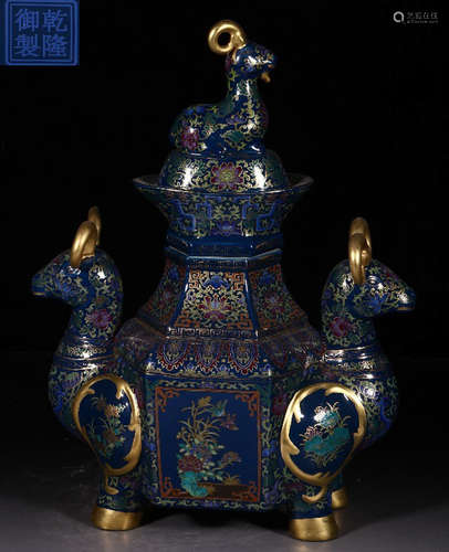 QIANLONGYUZHI MARK BLUE GLAZE JAR